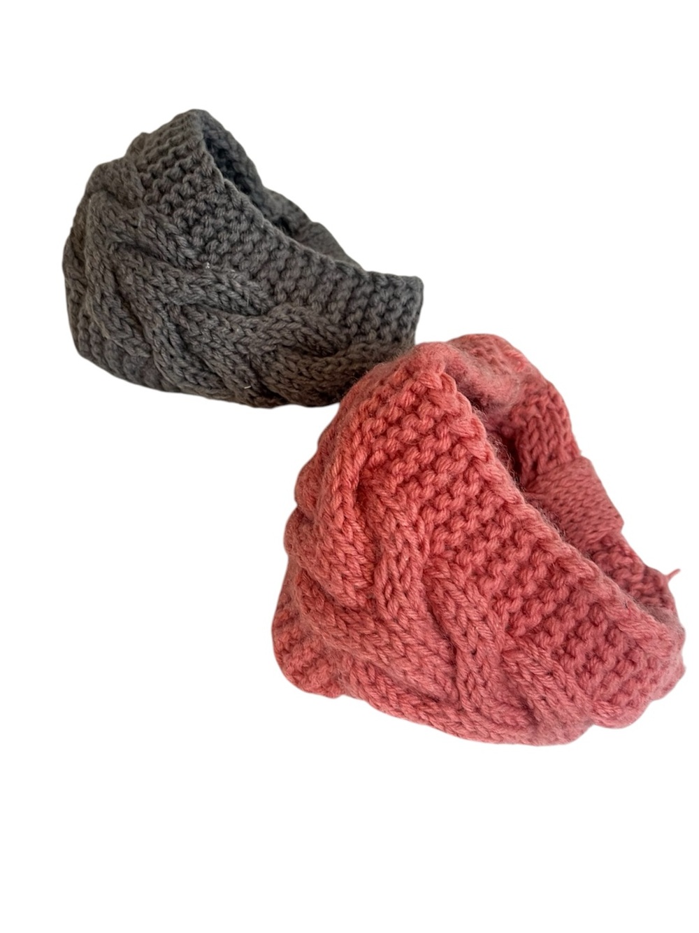 Cozy Cable Knit Headbands in Pink and Gray Women’s one size L391
